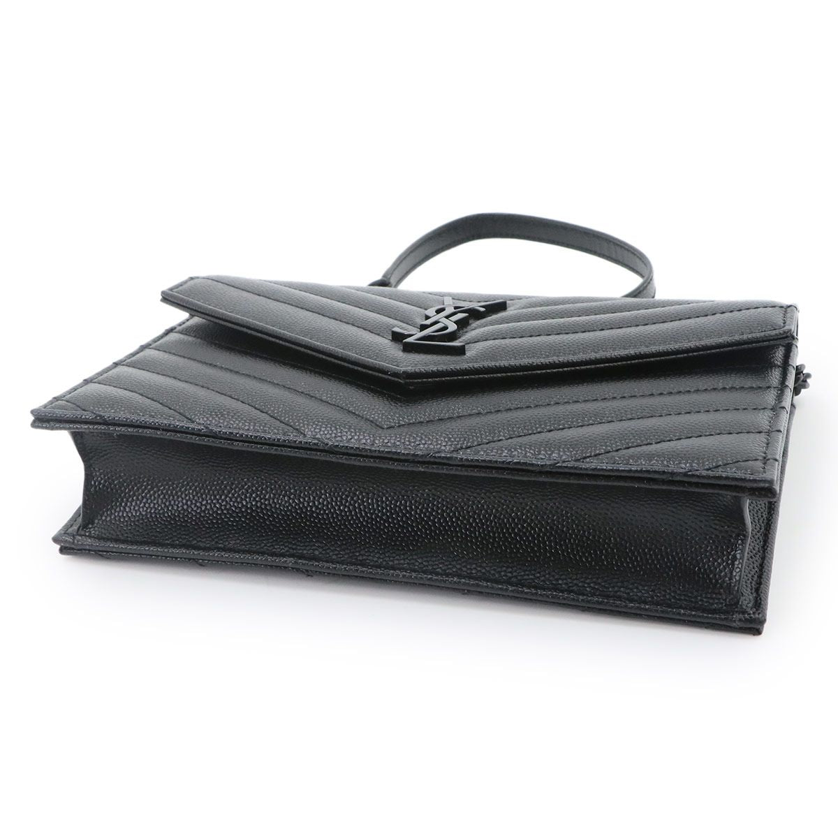 Saint Laurent Cassandra Envelope Chain Wallet Leather Black Shoulder Bag — view 4