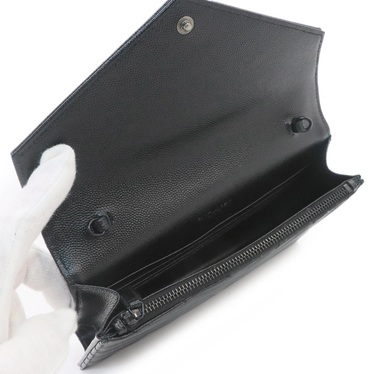 Saint Laurent Cassandra Envelope Chain Wallet Leather Black Shoulder Bag — view 6