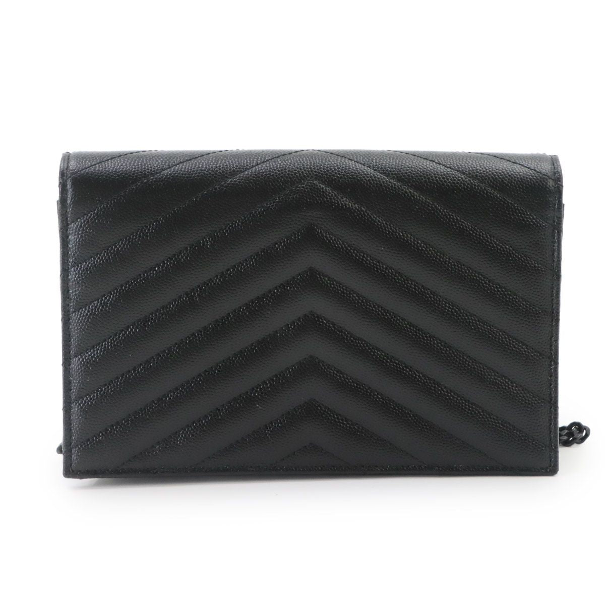 Saint Laurent Cassandra Envelope Chain Wallet Leather Black Shoulder Bag — view 2