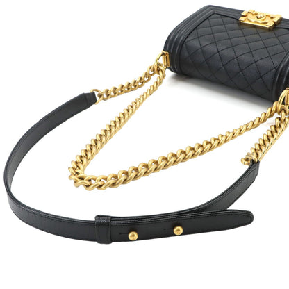 Chanel Boy Small Chain Shoulder Bag Caviar Leather Black — view 6