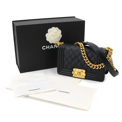 Chanel Boy Small Chain Shoulder Bag Caviar Leather Black — view 2