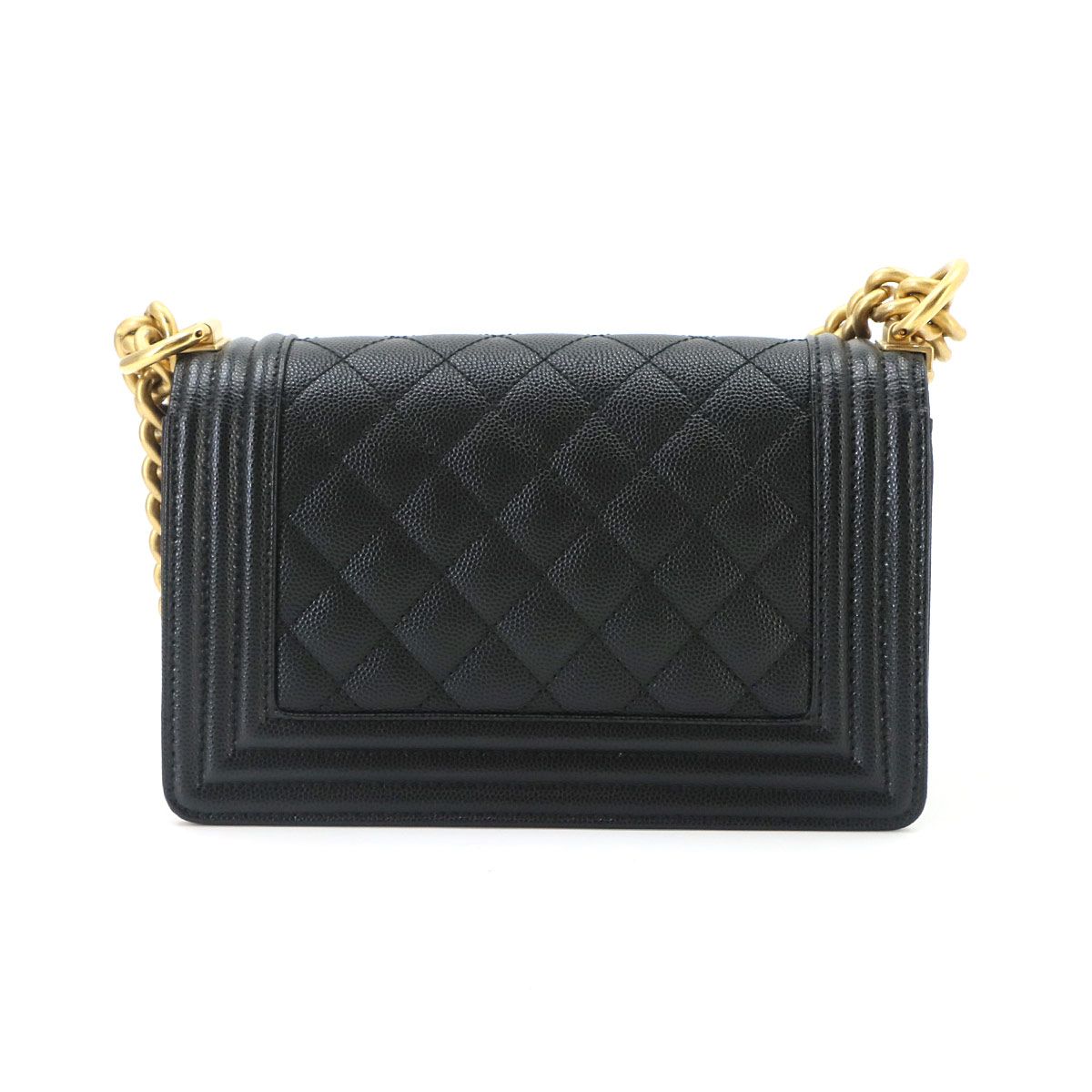 Chanel Boy Small Chain Shoulder Bag Caviar Leather Black — view 3