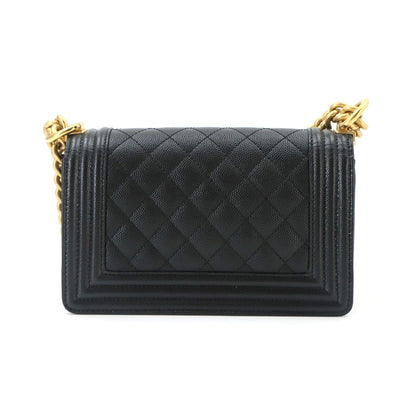 Chanel Boy Small Chain Shoulder Bag Caviar Leather Black — view 3