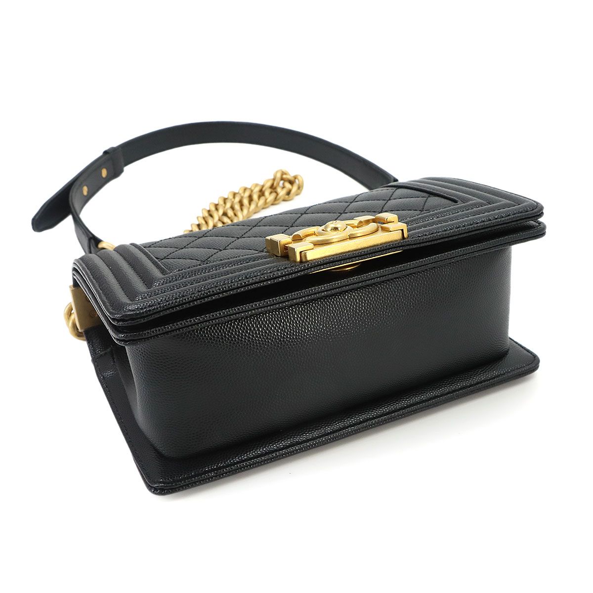 Chanel Boy Small Chain Shoulder Bag Caviar Leather Black — view 5