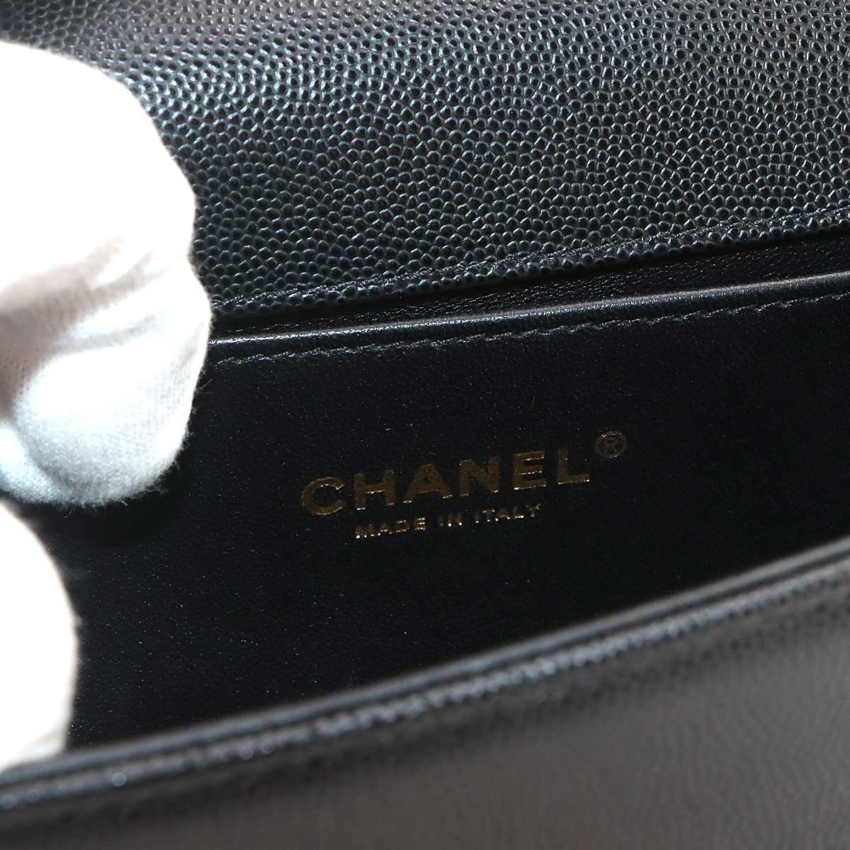 Chanel Boy Small Chain Shoulder Bag Caviar Leather Black — view 8