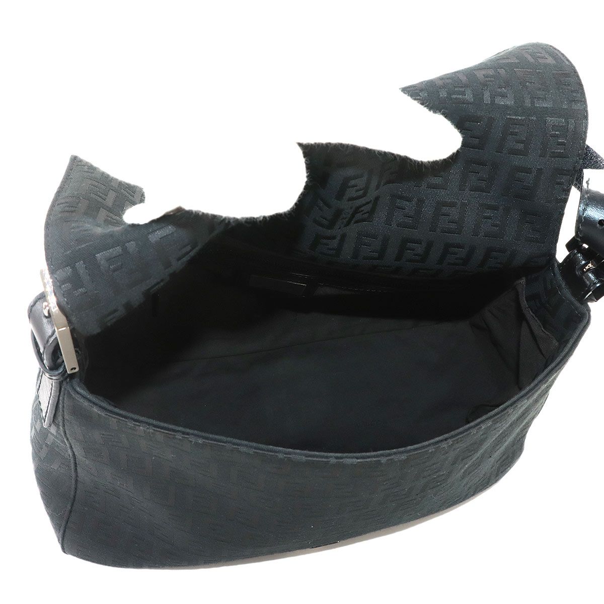Fendi Zucchino Mamma Bucket Shoulder Bag Canvas Black Gunmetal — view 7