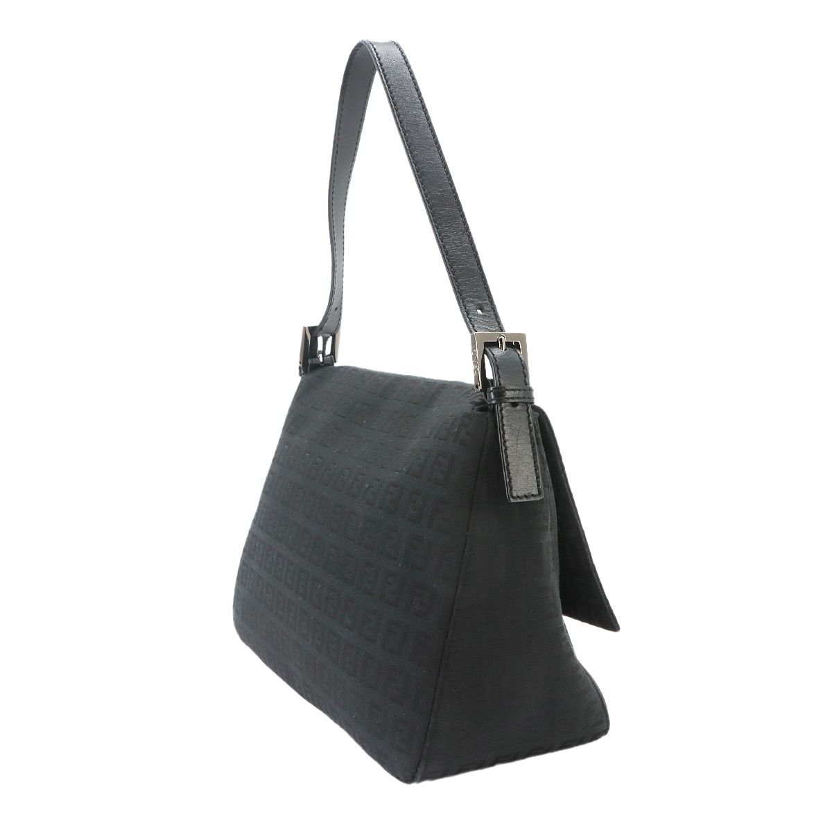 Fendi Zucchino Mamma Bucket Shoulder Bag Canvas Black Gunmetal — view 4