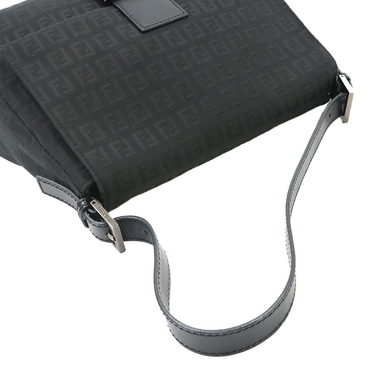 Fendi Zucchino Mamma Bucket Shoulder Bag Canvas Black Gunmetal — view 6