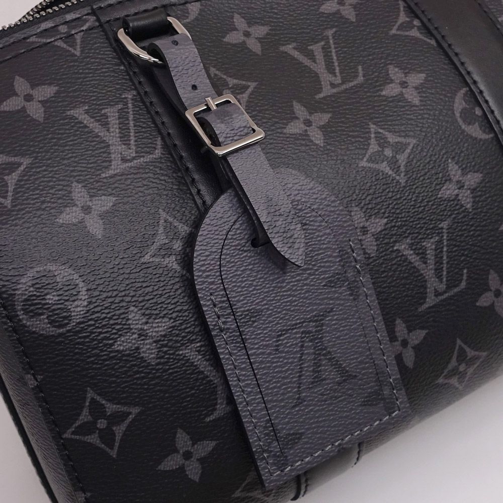 Louis Vuitton City Keepall Shoulder Bag Monogram Eclipse Reverse Black Silver — view 7