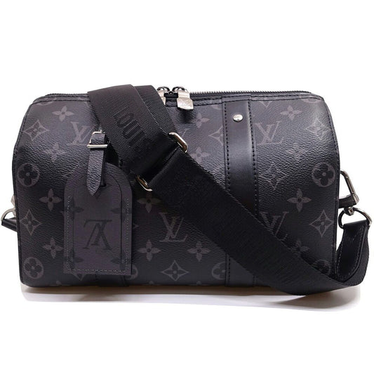 Louis Vuitton City Keepall Shoulder Bag Monogram Eclipse Reverse Black Silver