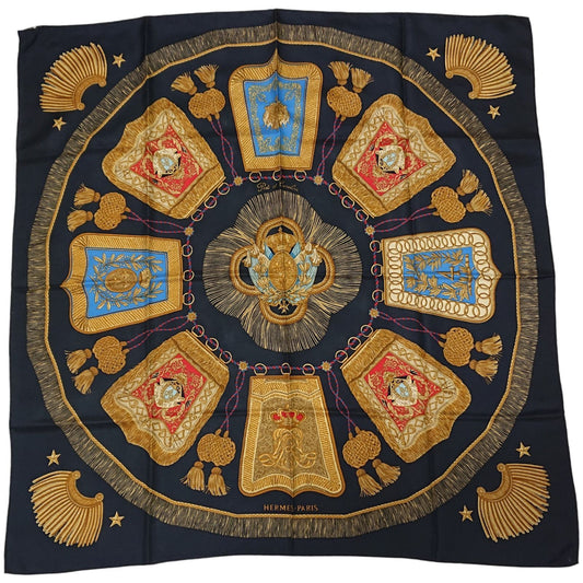 Hermes Carre 90 Poste et Cavalerie Silk Scarf