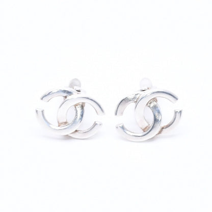 Chanel Vintage CC Logo Earrings 01 Metal Silver