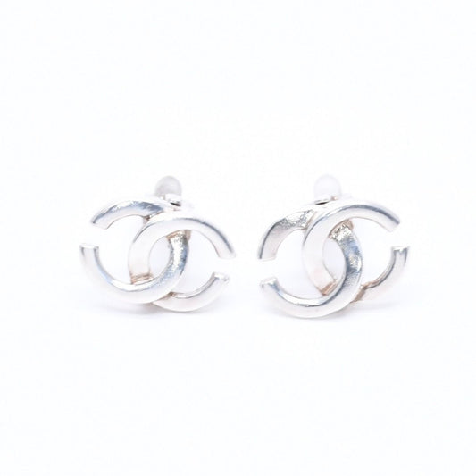 Chanel Vintage CC Logo Earrings 01 Metal Silver