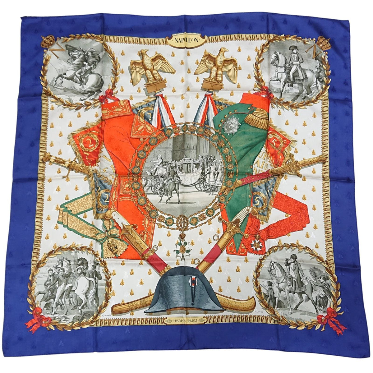 Hermes Napoleon Silk Scarf Blue