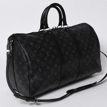Louis Vuitton Keepall Bandouliere 45 Monogram Eclipse Canvas Black Leather — view 3