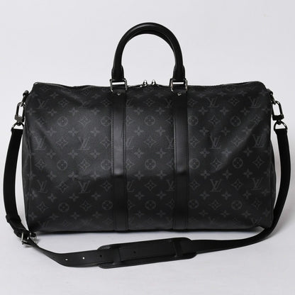 Louis Vuitton Keepall Bandouliere 45 Monogram Eclipse Canvas Black Leather