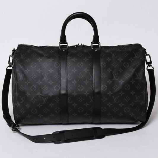 Louis Vuitton Keepall Bandouliere 45 Monogram Eclipse Canvas Black Leather