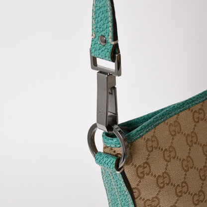 Gucci Square Shape Messenger Bag GG Pattern Beige Turquoise Blue Black Metal — view 4
