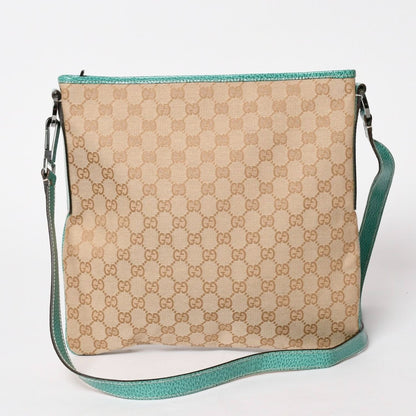 Gucci Square Shape Messenger Bag GG Pattern Beige Turquoise Blue Black Metal