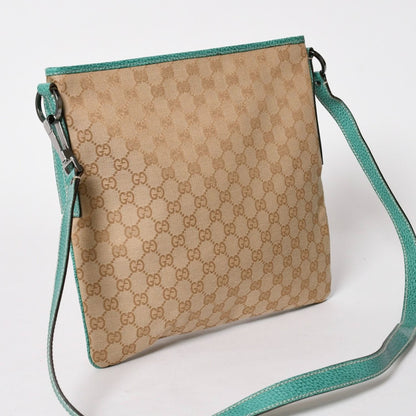 Gucci Square Shape Messenger Bag GG Pattern Beige Turquoise Blue Black Metal — view 3