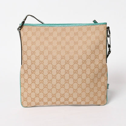 Gucci Square Shape Messenger Bag GG Pattern Beige Turquoise Blue Black Metal — view 2