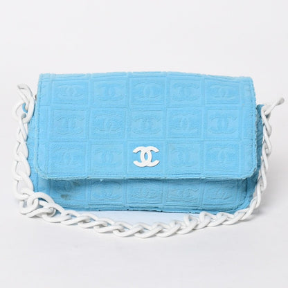 Chanel Sports Line Plastic Chain Shoulder Bag CC Logo Pile Blue White Choco
