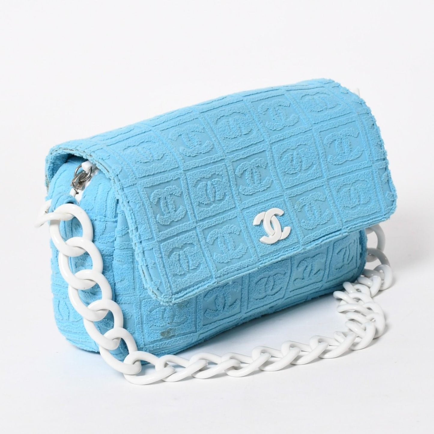 Chanel Sports Line Plastic Chain Shoulder Bag CC Logo Pile Blue White Choco — view 3