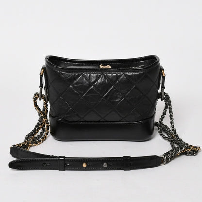 Chanel Gabrielle Shoulder Bag Chain Leather Black Gold