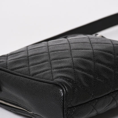 Chanel Shoulder Bag CC Logo Caviar Leather Black Silver — view 7