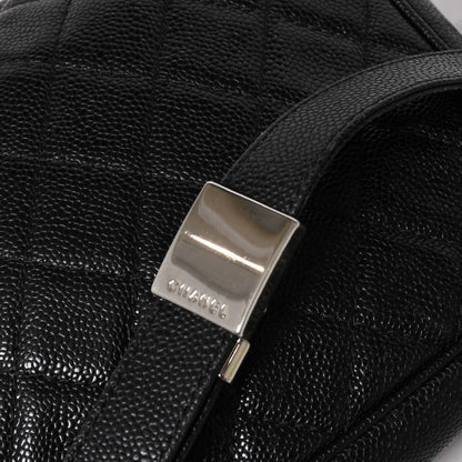 Chanel Shoulder Bag CC Logo Caviar Leather Black Silver — view 6