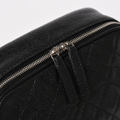 Chanel Shoulder Bag CC Logo Caviar Leather Black Silver — view 5