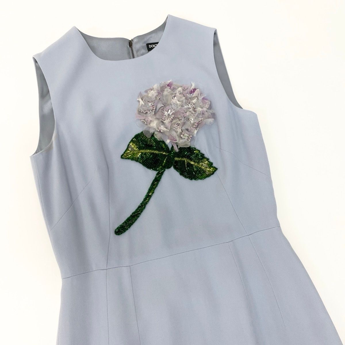Dolce & Gabbana Hortensia Hydrangea Flower Decoration Sleeveless Dress 40 Light — view 4