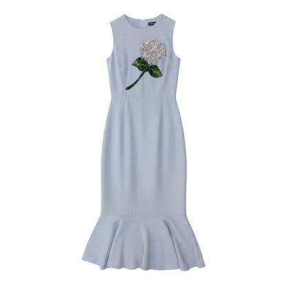 Dolce & Gabbana Hortensia Hydrangea Flower Decoration Sleeveless Dress 40 Light