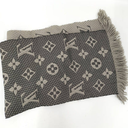 Louis Vuitton Scarf Escherve Logomania Wool Silk Light Gray — view 4
