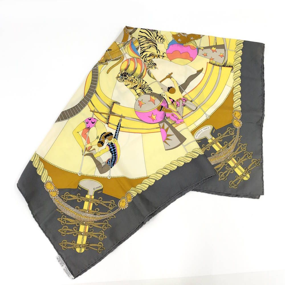 Hermes Carre 90 Scarf Circus 100% Silk Gray x Multicolor — view 2