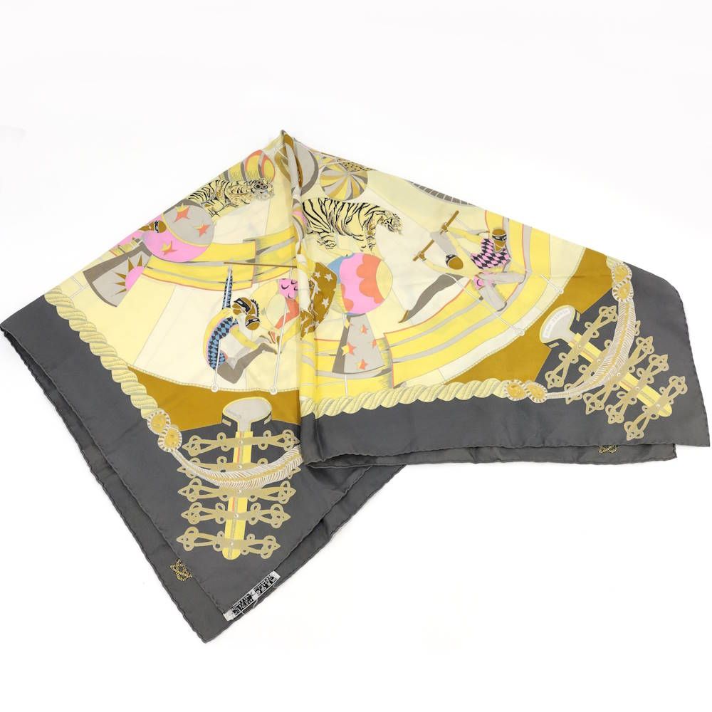 Hermes Carre 90 Scarf Circus 100% Silk Gray x Multicolor — view 3