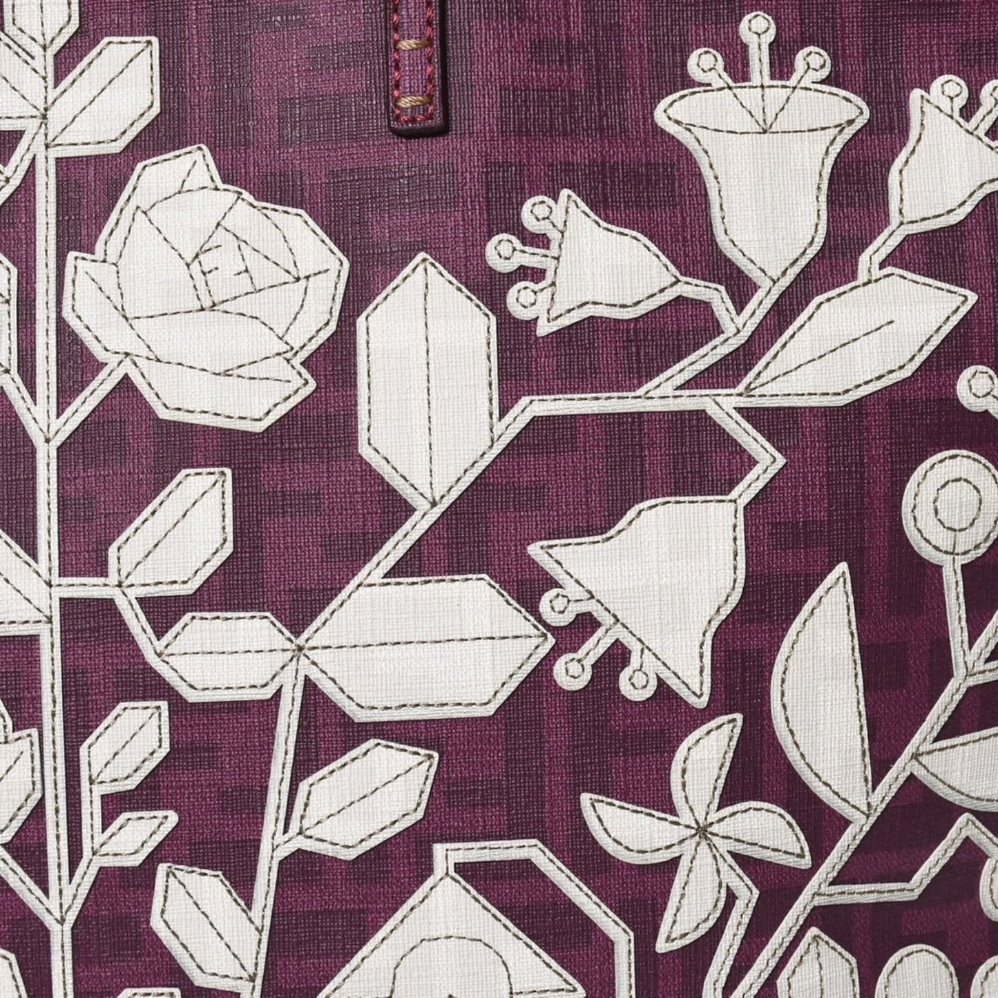 Fendi Tote Bag Purple White Floral Pattern Zucca Canvas — view 8