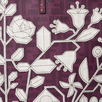 Fendi Tote Bag Purple White Floral Pattern Zucca Canvas — view 8