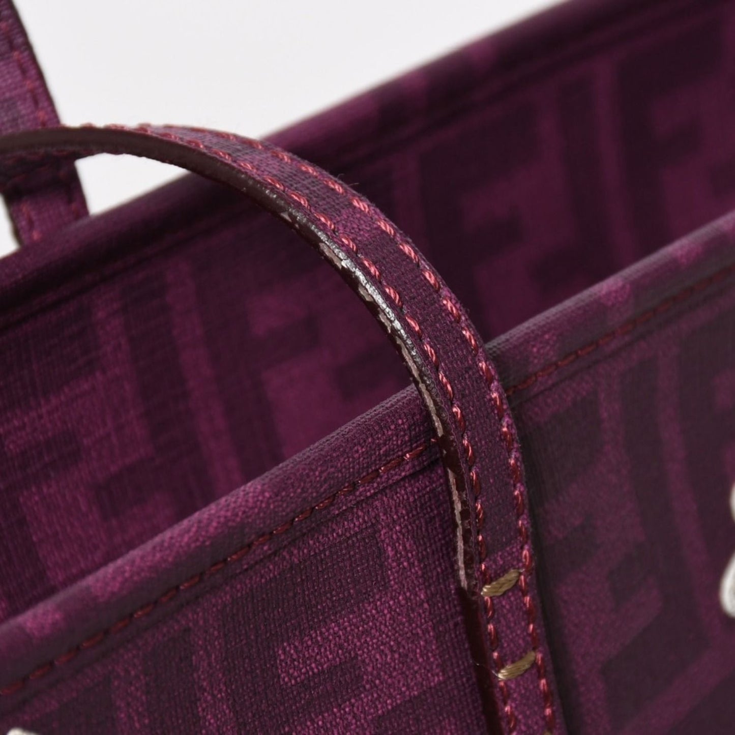 Fendi Tote Bag Purple White Floral Pattern Zucca Canvas — view 7