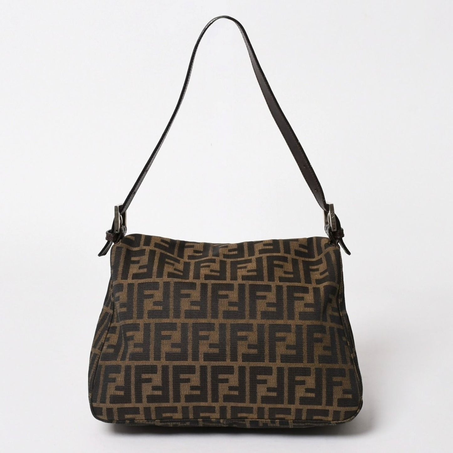 Fendi Zucca Pattern Mamma Baguette Shoulder Bag Canvas Leather Brown FF Buckle — view 2