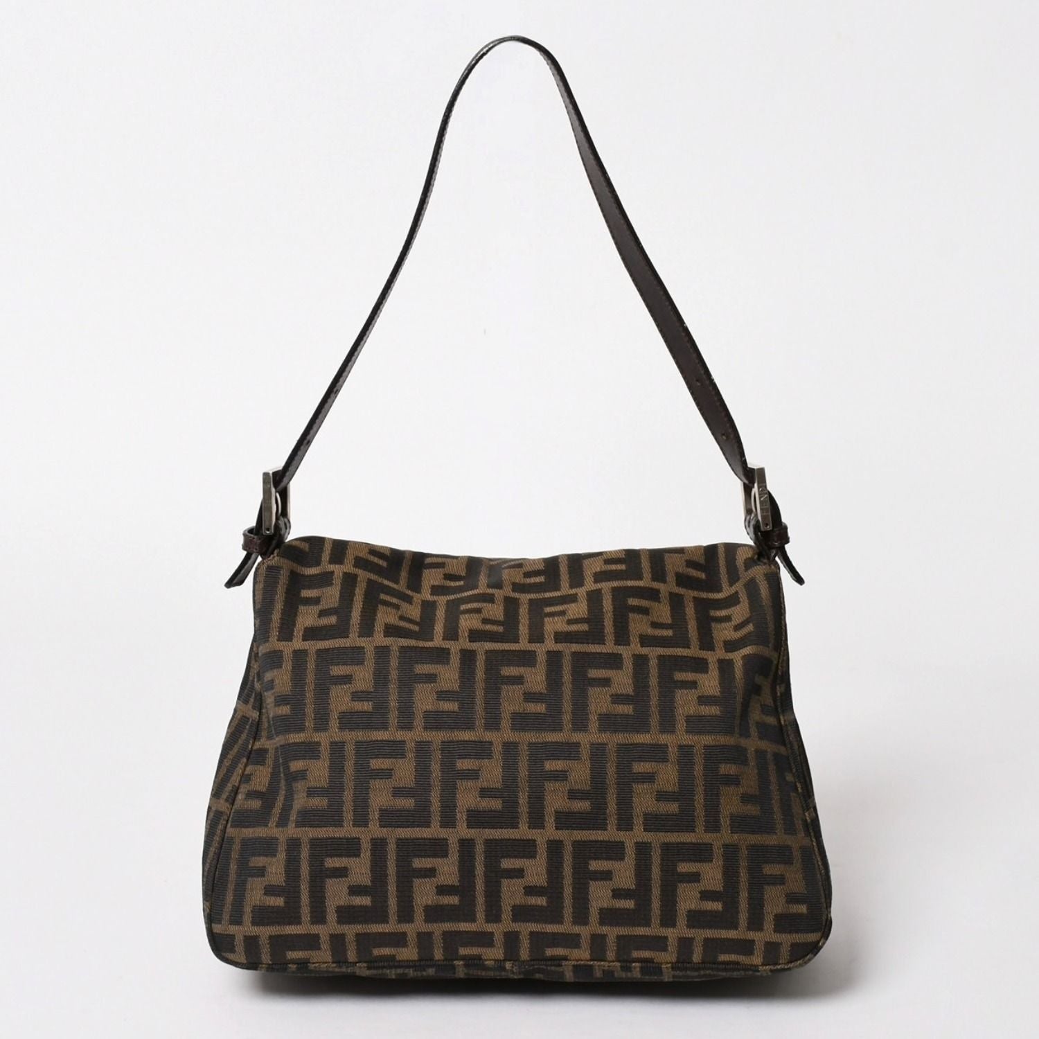 Fendi Zucca Pattern Mamma Baguette Shoulder Bag Canvas Leather Brown FF Buckle — view 2