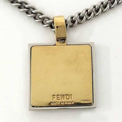 Fendi FF Logo Square Necklace Silver Gold — view 2