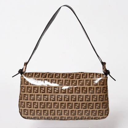 Fendi Mamma Baguette Bag Zucchino Vinyl Brown Blanc — view 2