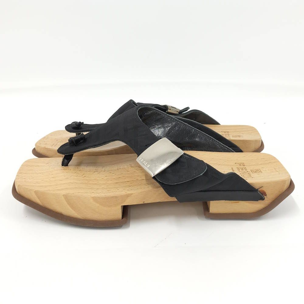 Fendi Wood Sole Sandals Black — view 2