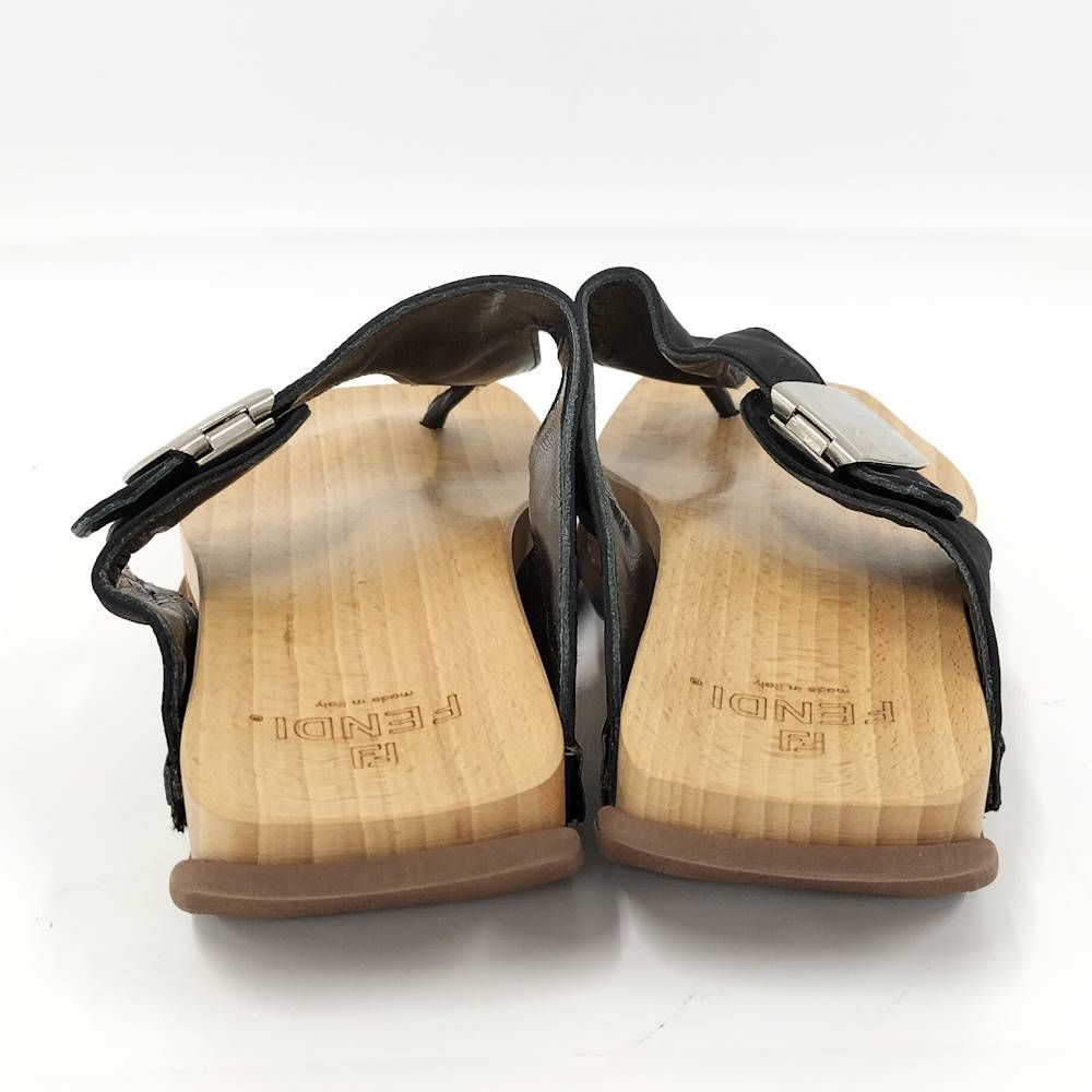 Fendi Wood Sole Sandals Black — view 4