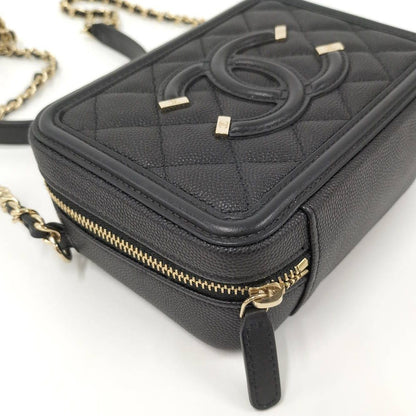 Chanel Shoulder Bag Quilted CC Filigree Leather Black — view 3