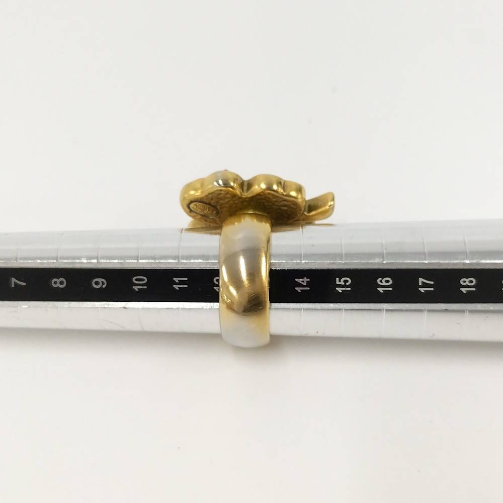 Chanel Ring CC Logo Four Leaf Clover Motif Plated Gold Pink — view 8