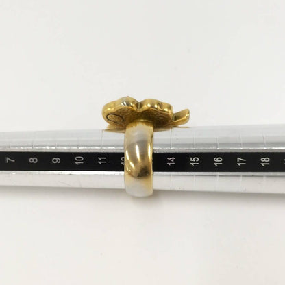 Chanel Ring CC Logo Four Leaf Clover Motif Plated Gold Pink — view 8