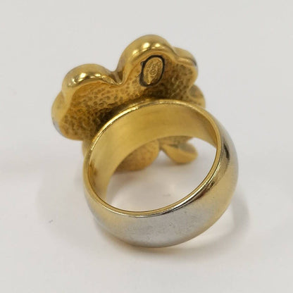 Chanel Ring CC Logo Four Leaf Clover Motif Plated Gold Pink — view 3