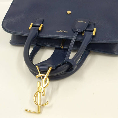 Saint Laurent Cabas Small Handbag Leather Navy — view 8